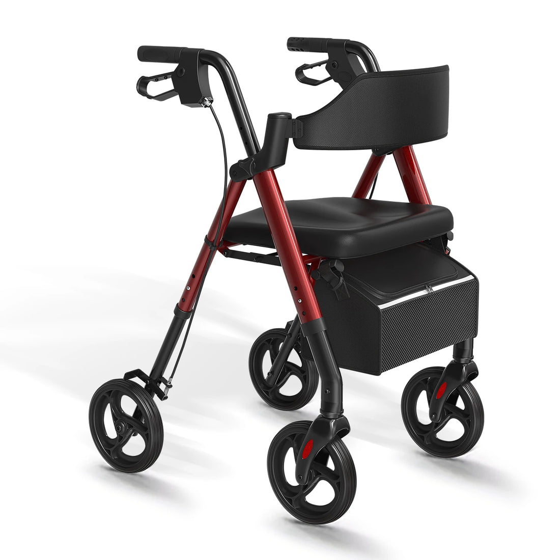Medwell Foldable Rollator Walker with Seat and 8-Inch Wheels