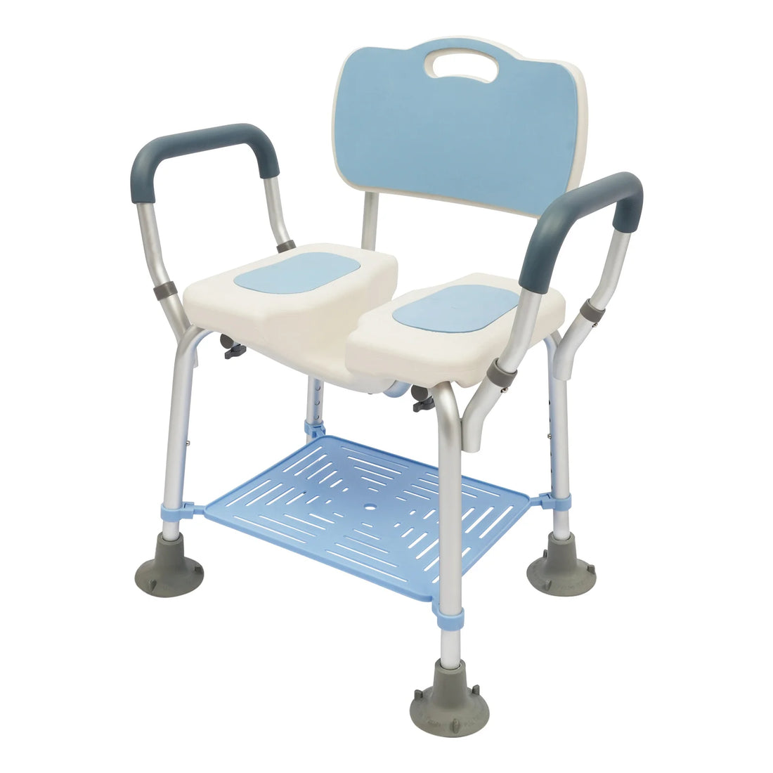 Adjustable Shower Chair with Backrest and Armrests