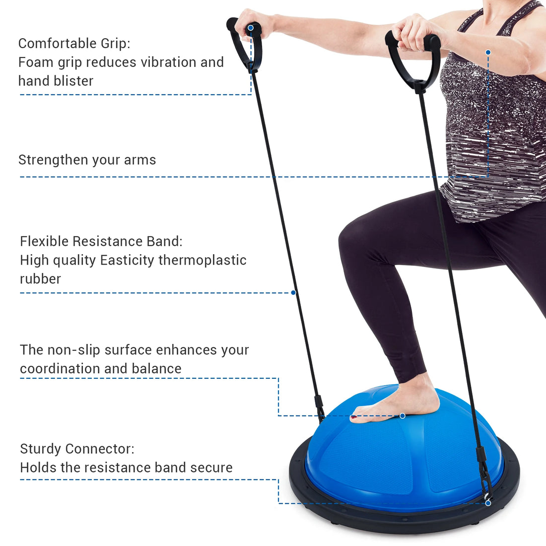 Half Exercise Ball Trainer with Bands and Pump