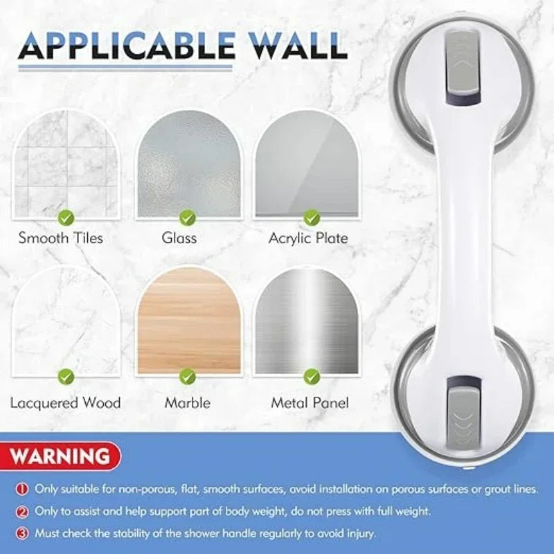 Straight Shower Safety Handle with Double-Lock Vacuum Disc