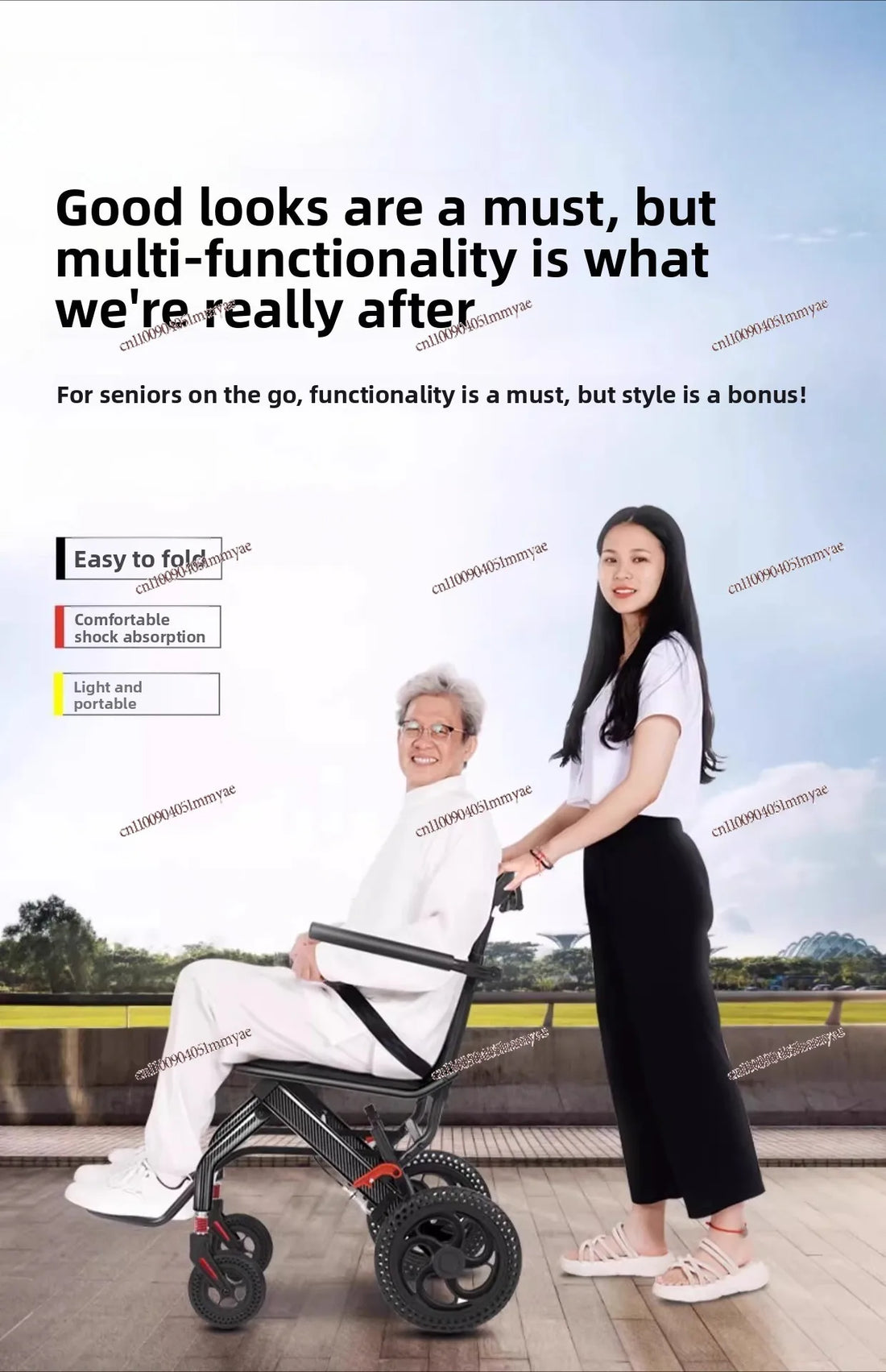 Foldable Manual Wheelchair with Armrests