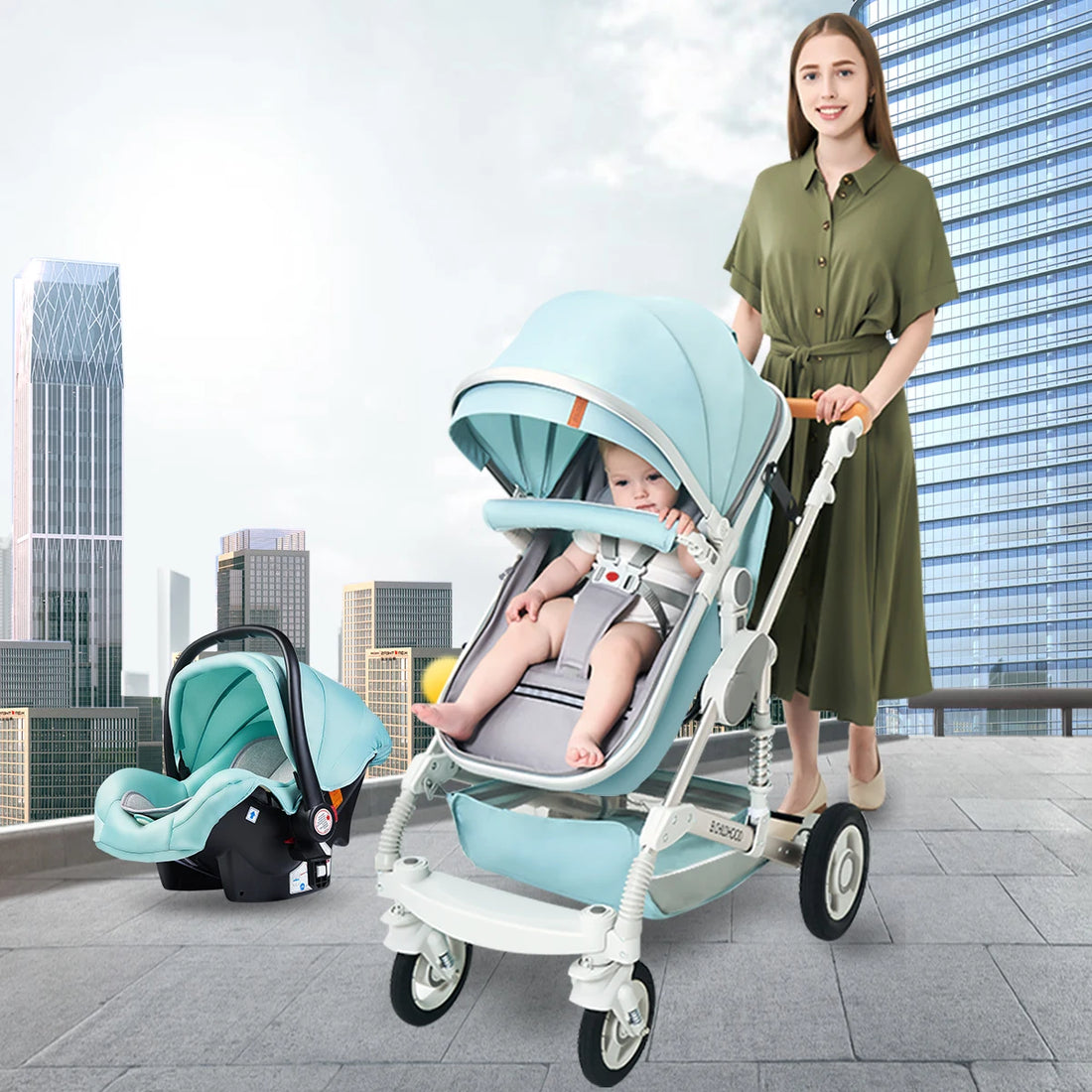 Foldable 3-in-1 Baby Stroller