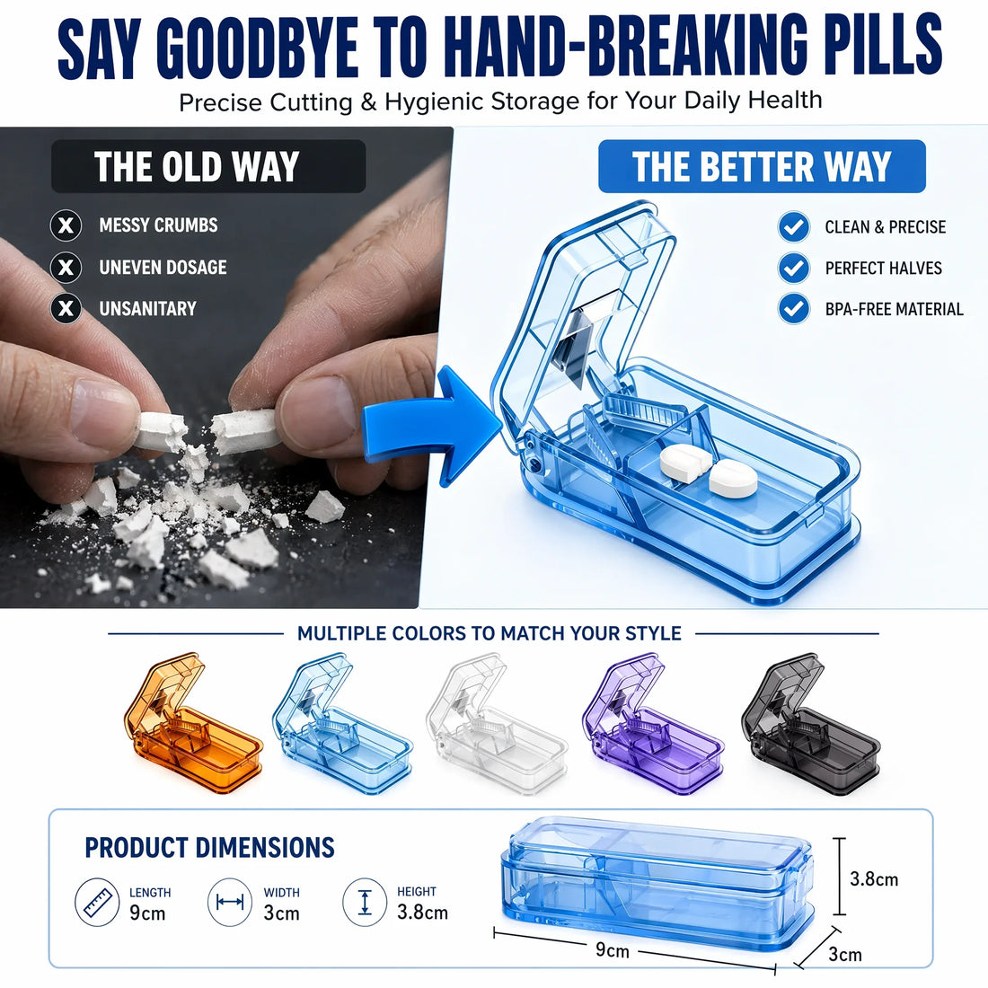 Portable 2-in-1 Pill Cutter with Storage