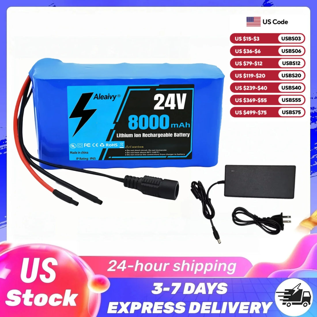 24V 8Ah Battery Pack for E-Bikes and E-Scooters