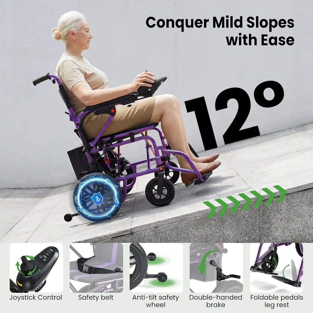 Foldable Electric Wheelchair with Joystick Control