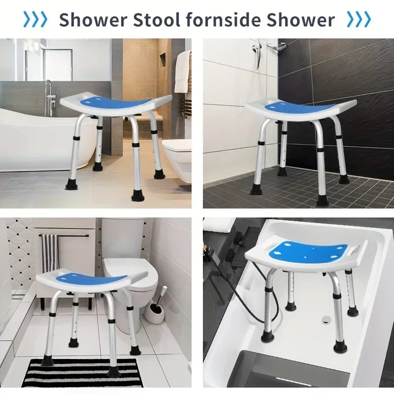 Adjustable-Height Shower Chair with Cushioned Seat
