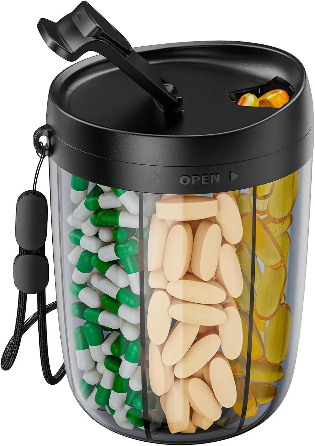 6-Grid Travel Pill Organizer for Vitamins and Supplements