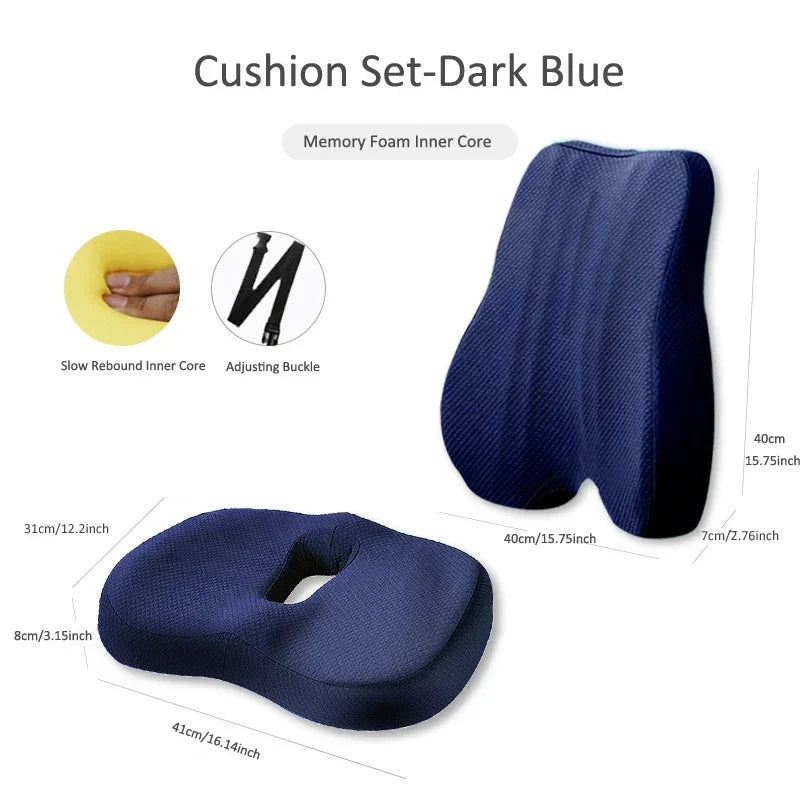 Memory Foam Seat Cushion and Back Support Set