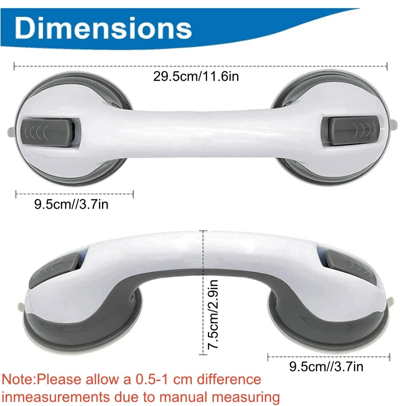 Dual-Locking Suction Cup Grab Bar for Shower or Bathtub
