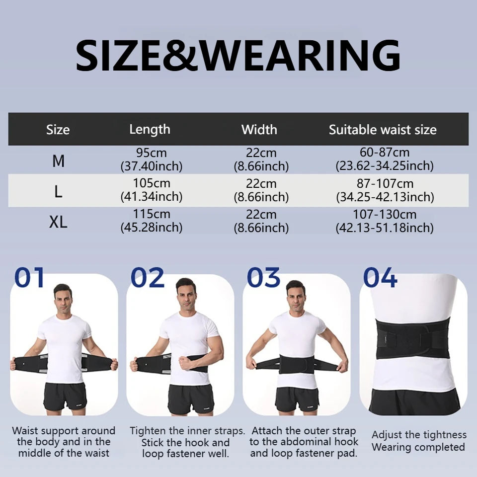 Adjustable Lumbar Back Support Belt with 10 Stays