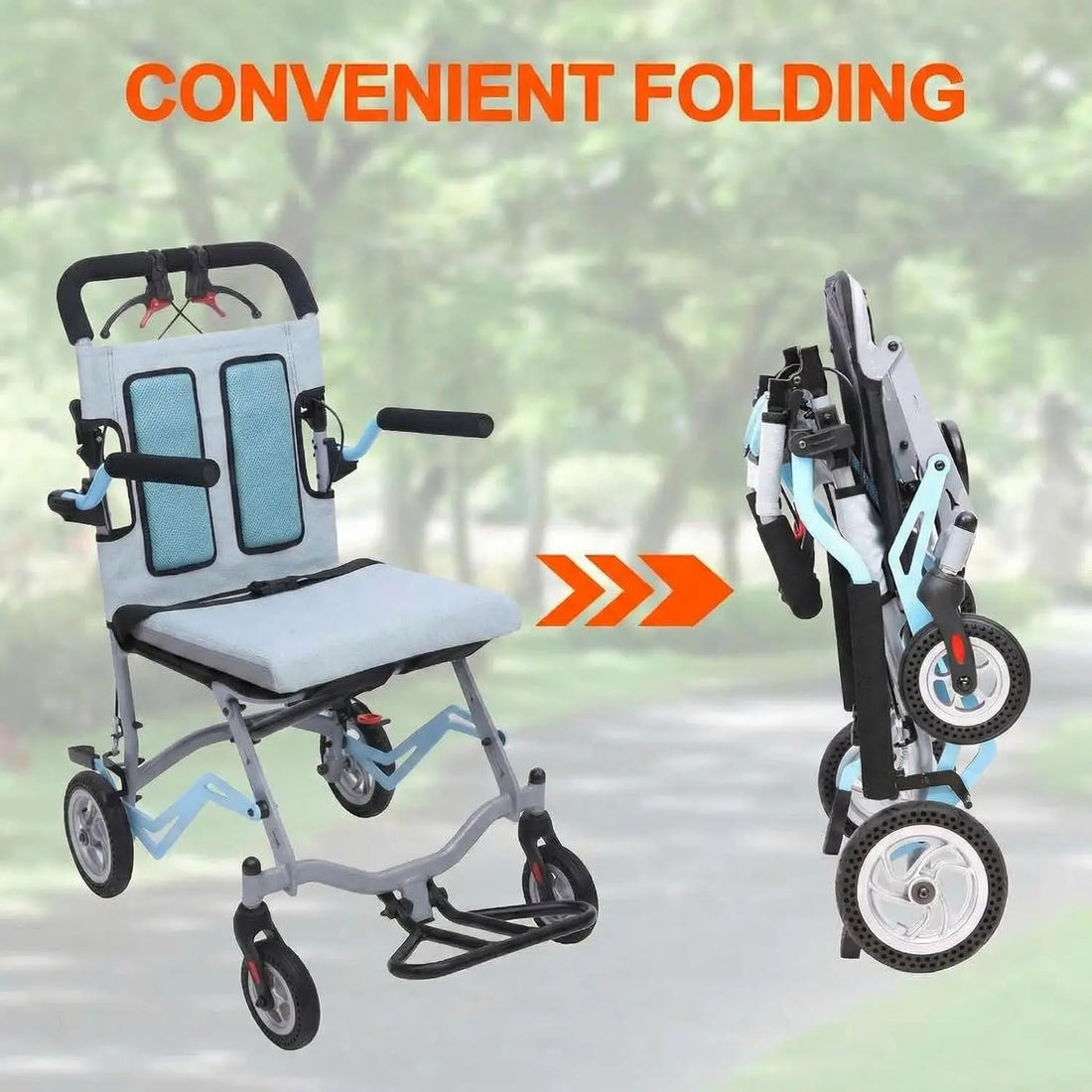 Folding Transfer Chair with Locking Handbrakes