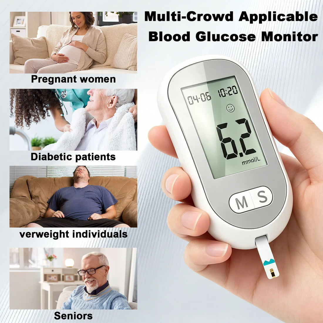 Blood Glucose Monitor Kit with 50 Strips and Lancets