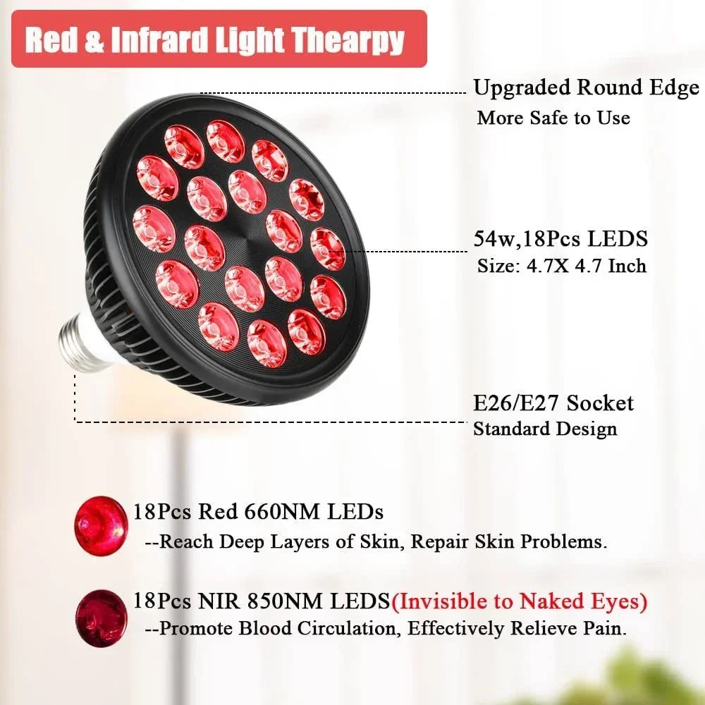Red and Infrared Light Therapy Lamp with Stand