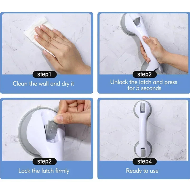 Straight Shower Safety Handle with Double-Lock Vacuum Disc