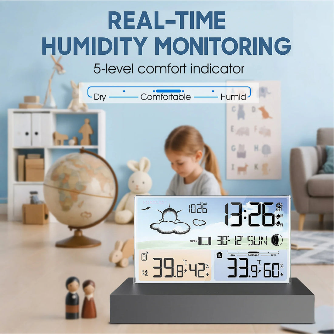 Indoor/Outdoor Weather Station with Clock and Calendar