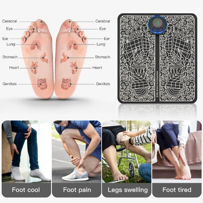 Rechargeable EMS Foot Massager Pad with Remote