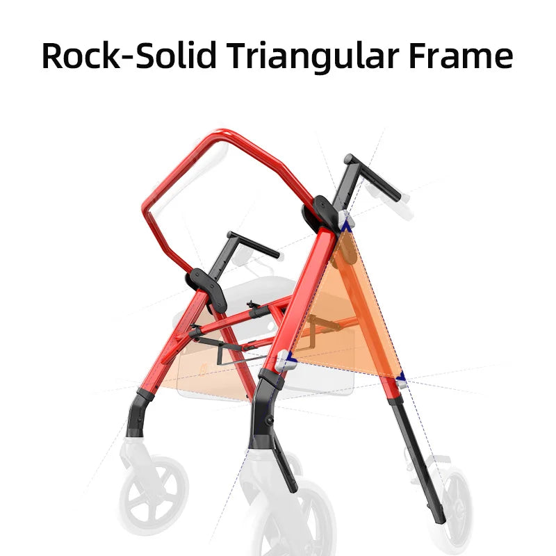 Foldable Rollator Walker with Seat and Backrest