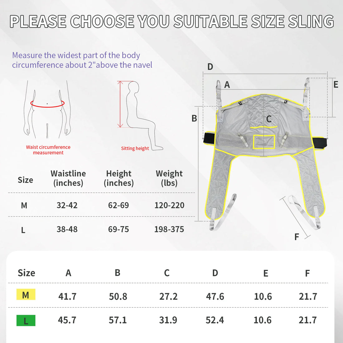 230kg Mesh Hygiene Lift Sling for Patient Transfers