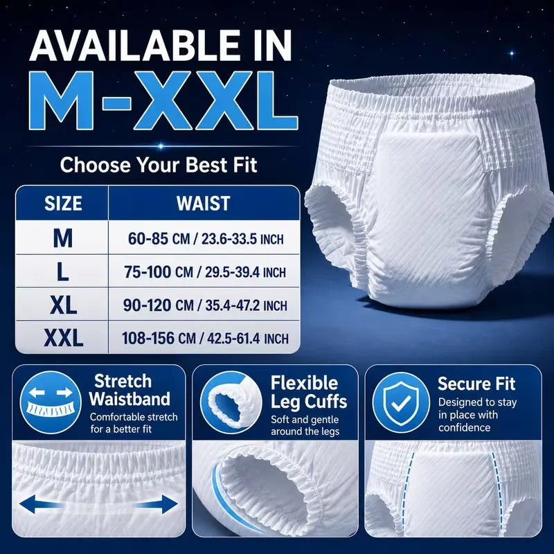 Disposable Adult Pull-On Briefs, M–XXL