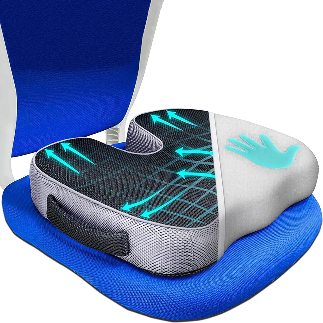 U-Shaped Breathable Seat Cushion with Washable Cover