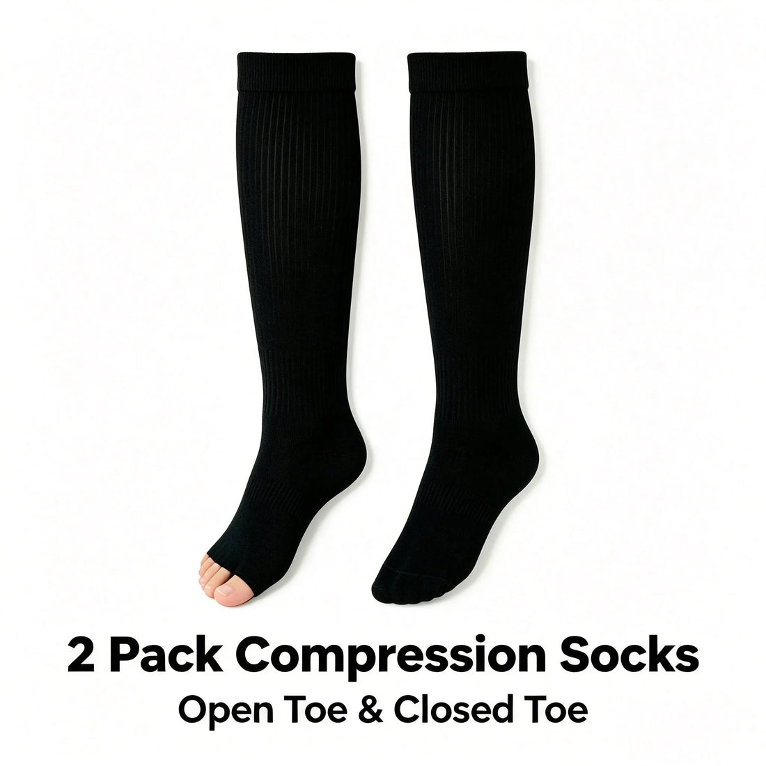 Knee-High Compression Socks, 2-Pack