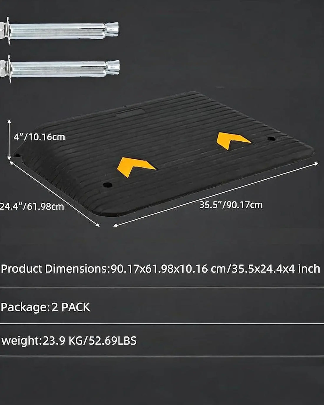 4-Inch Rubber Threshold Ramps, 2-Pack