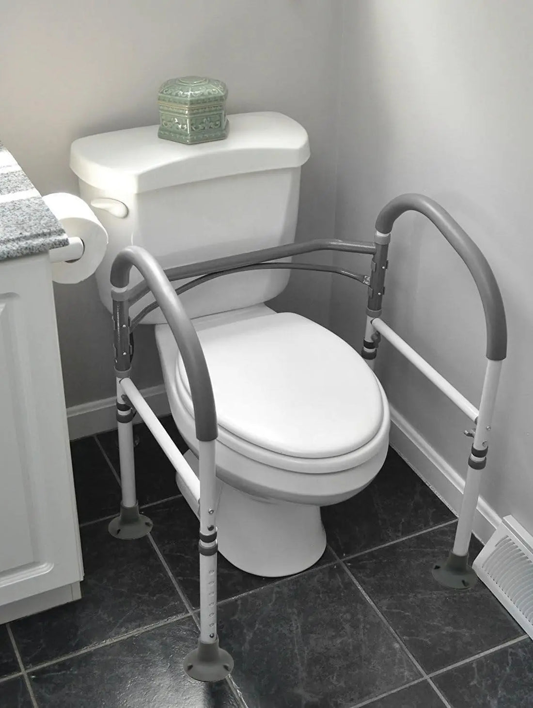 Adjustable Foldable Toilet Safety Rail with Grab Bar