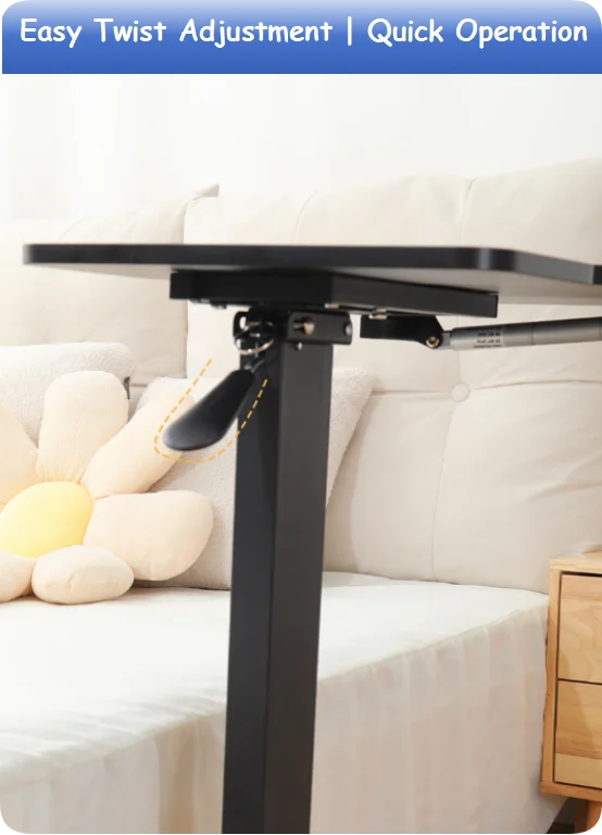 Height-Adjustable Overbed Table with Wheels