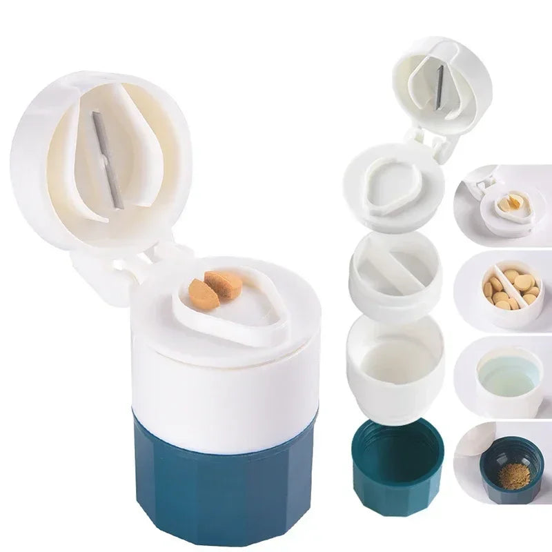 Portable Pill Splitter, Crusher and Storage Box