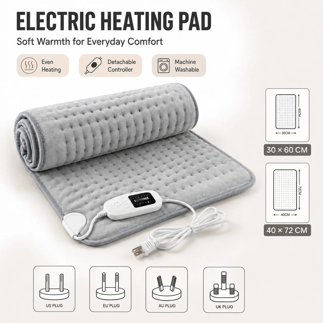 Electric Heating Mat with Timer and Auto Shutoff