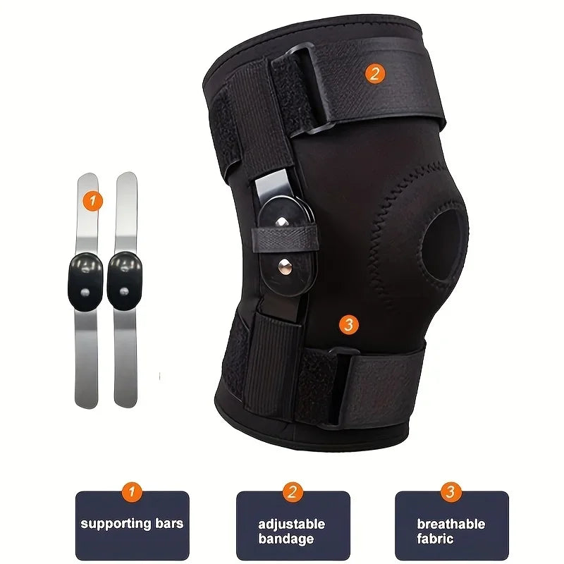 Adjustable Knee Brace with Side Stabilizers and Patella Gel Pads