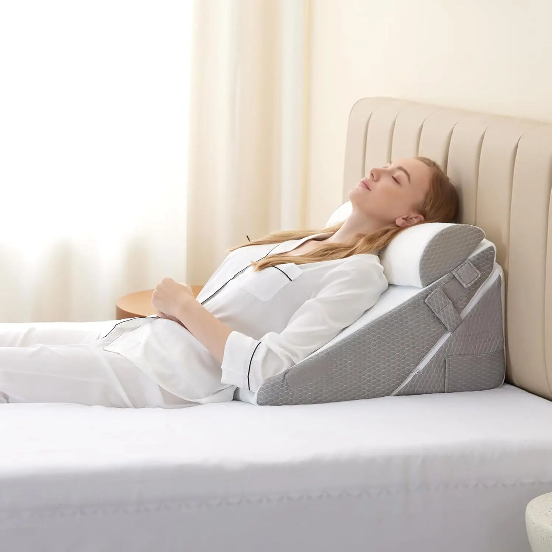 3-Piece Orthopedic Memory Foam Bed Wedge Pillow Set, Washable Cover