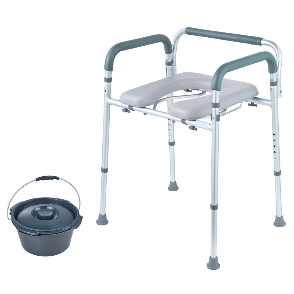 Bedside Commode Chair with Padded Seat and Arms