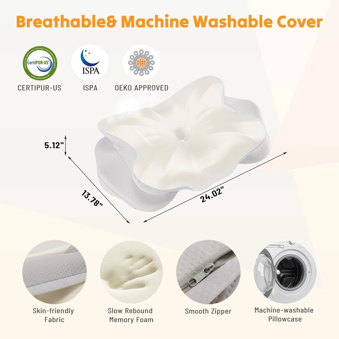 Memory Foam Cervical Pillow with Cooling Cover
