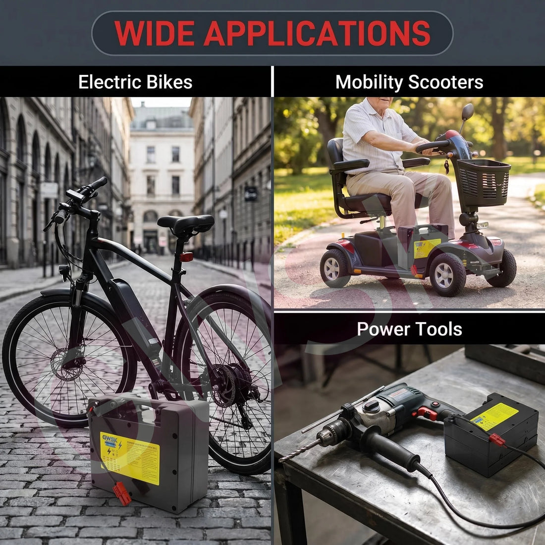 24V Wheelchair Battery, 20-70Ah, 18650 Cells with BMS Protection