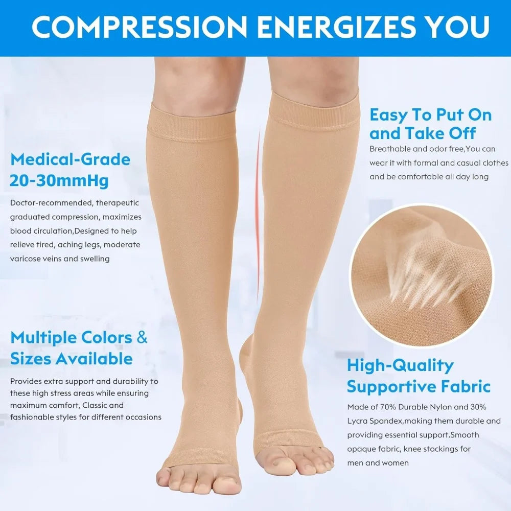 20–30 mmHg Open-Toe Calf Compression Stocking