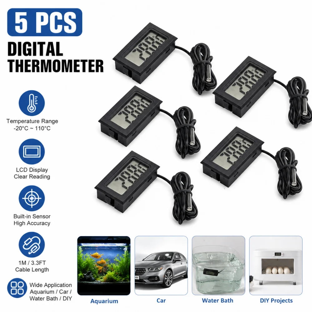 Mini LCD Digital Thermometer with 1 m Cable
