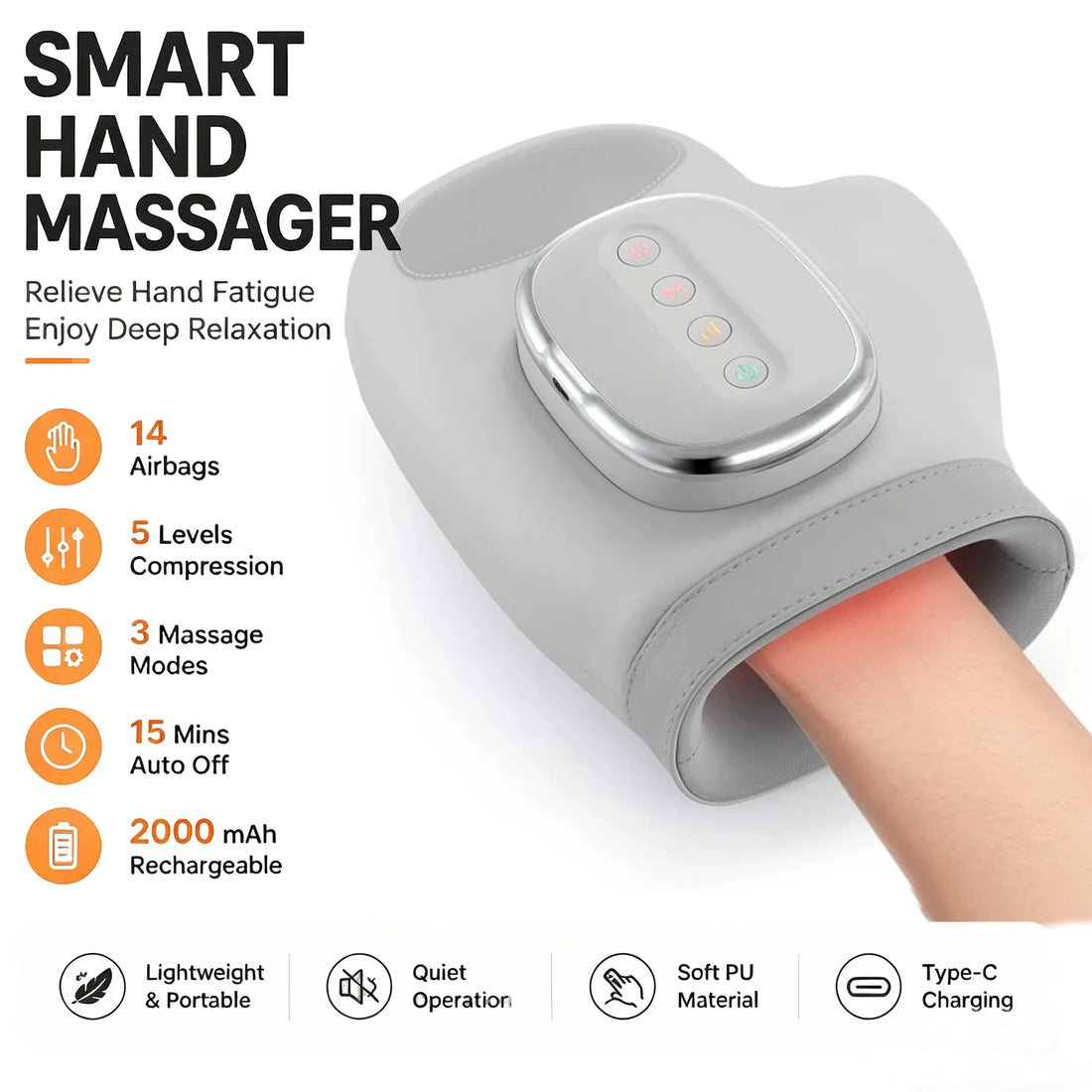 Wireless Hand Massager with Adjustable Compression