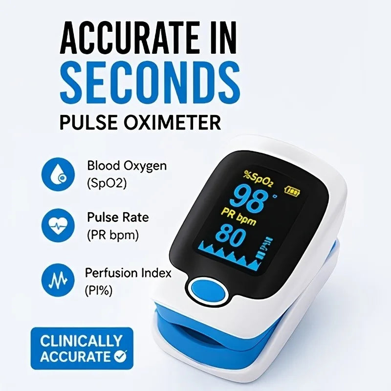 Fingertip Pulse Oximeter with OLED Display, SpO2 and Heart Rate