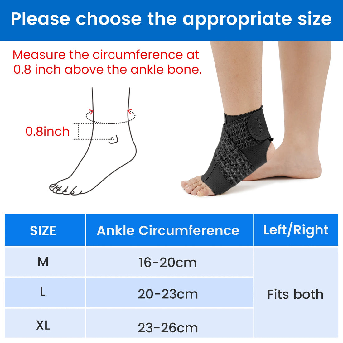 Ankle Compression Sleeve with Adjustable Strap