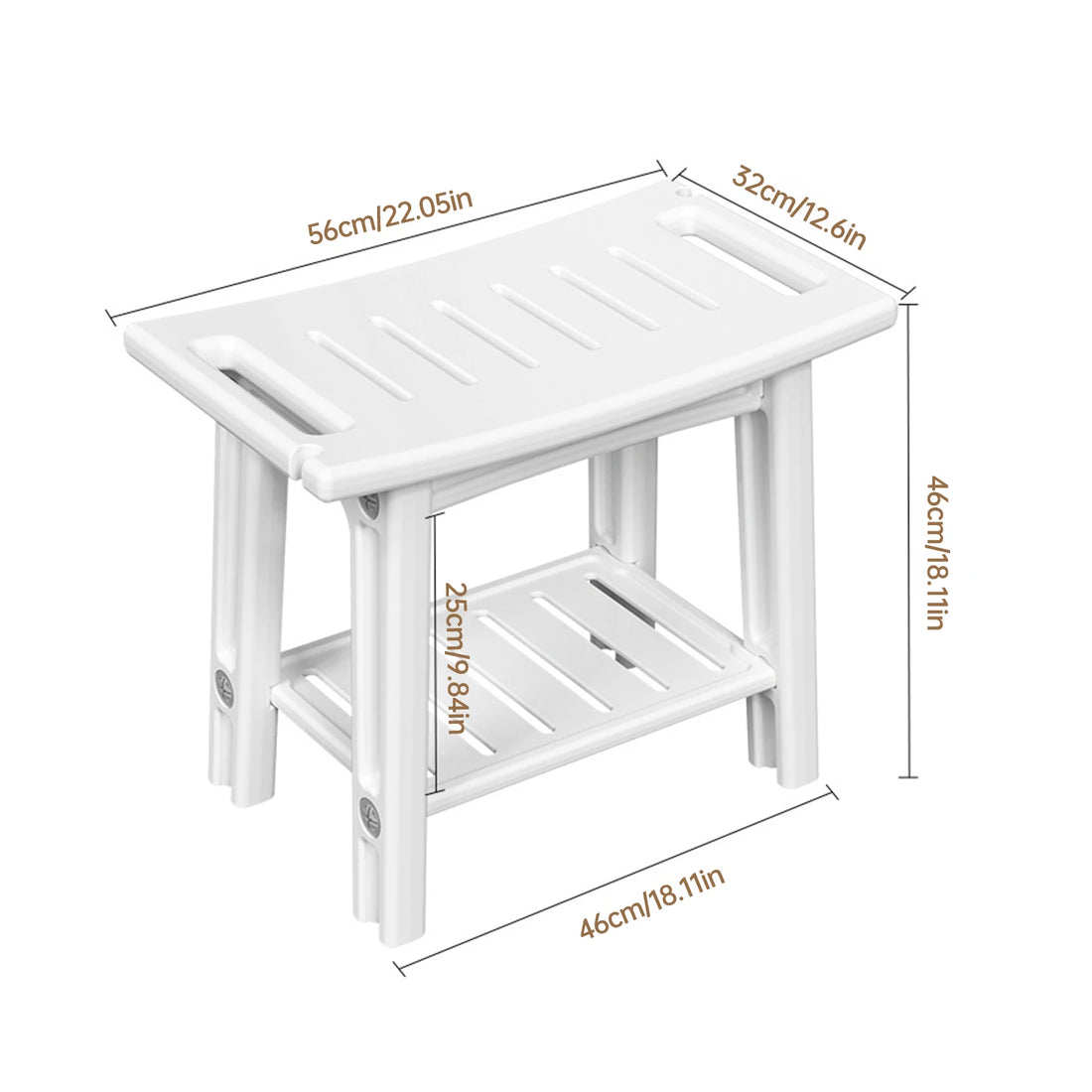 Cushioned Shower Chair with Two-Tier Storage