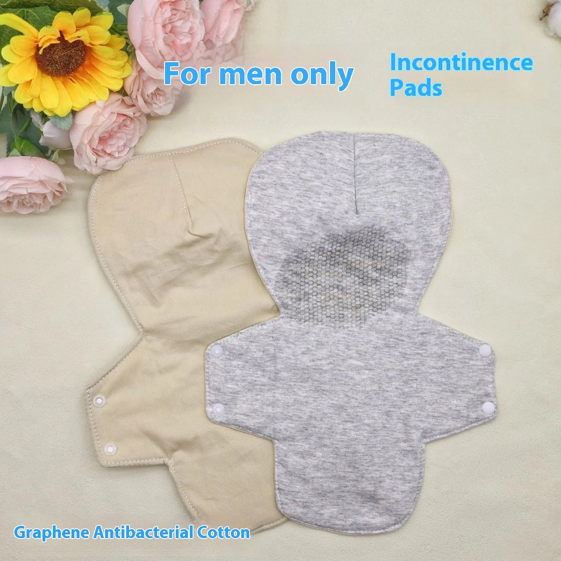 Reusable Men's Cotton Incontinence Pads, 3-Pack