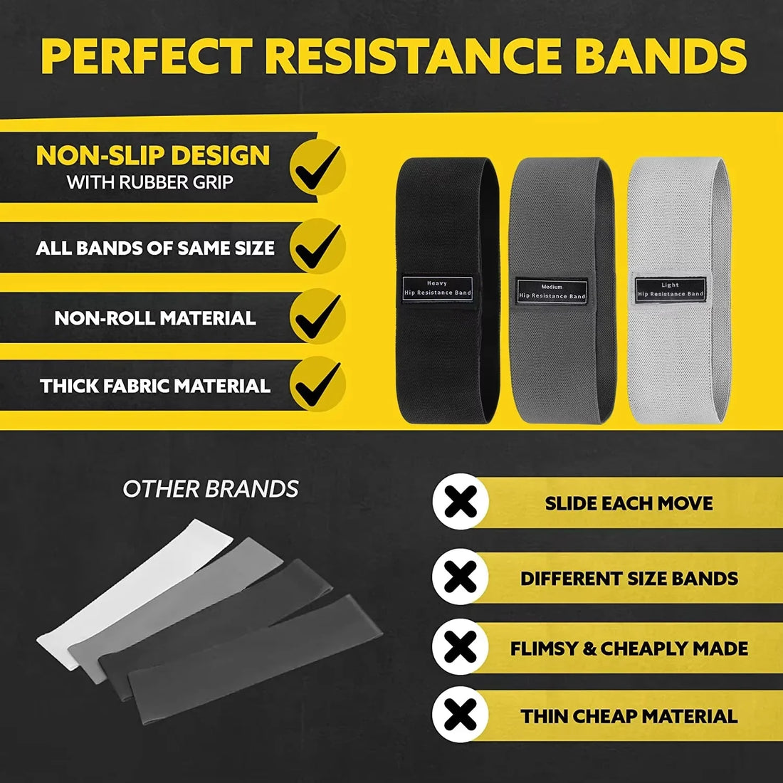 Resistance Hip Bands for Workouts, Set of 3