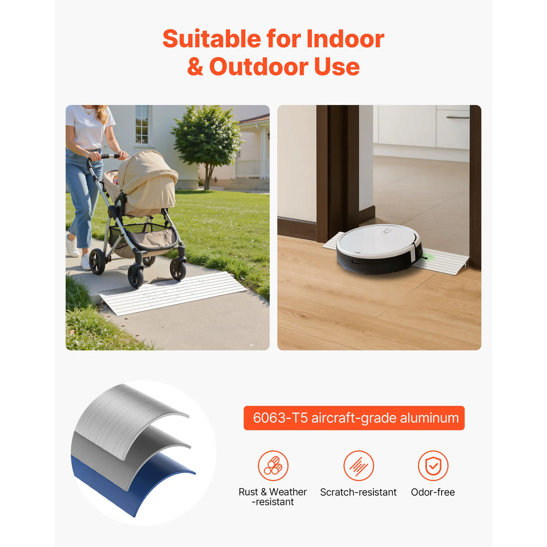 Aluminum Door Threshold Ramp, 1–6 Inch Rise