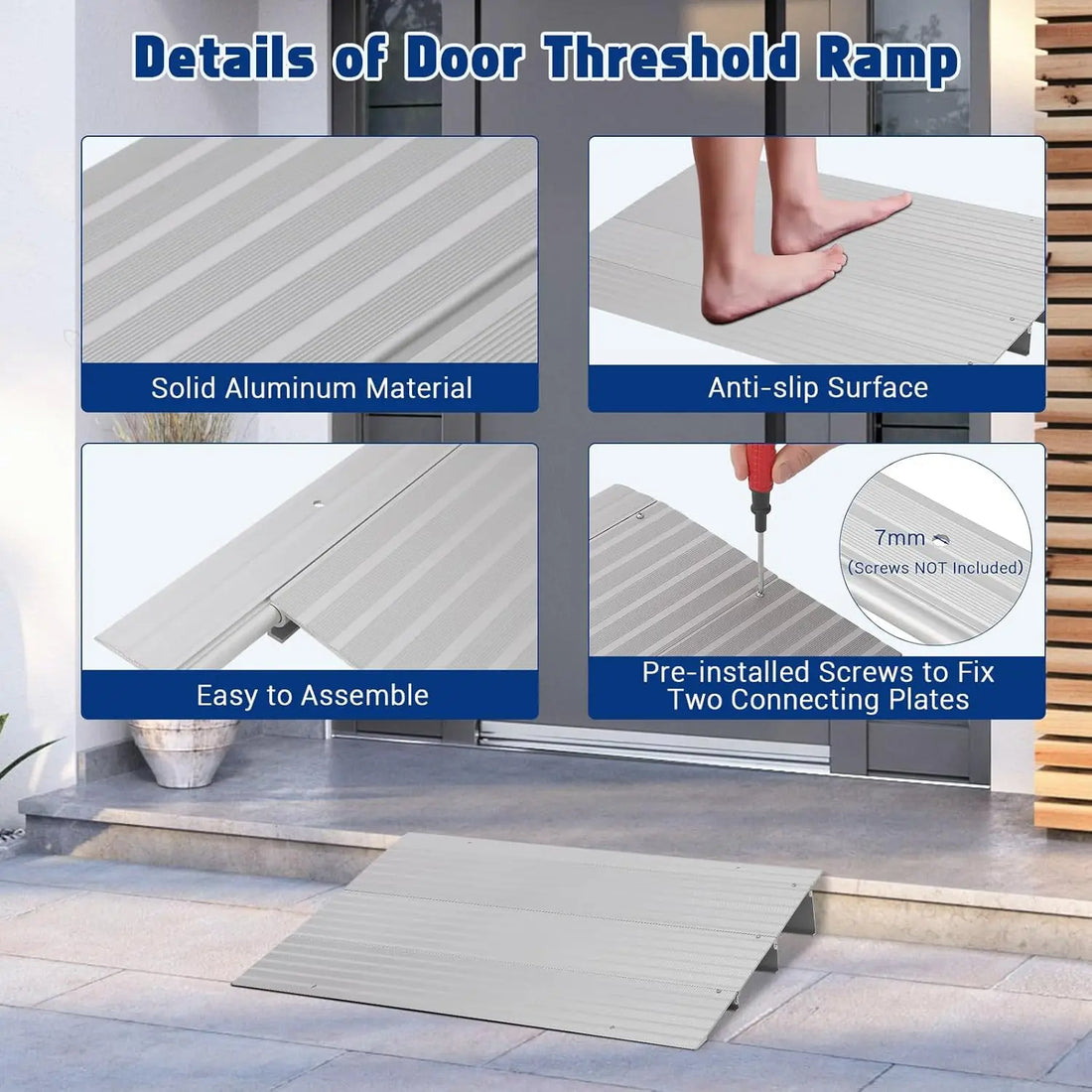 Aluminum Wheelchair Doorway Threshold Ramp