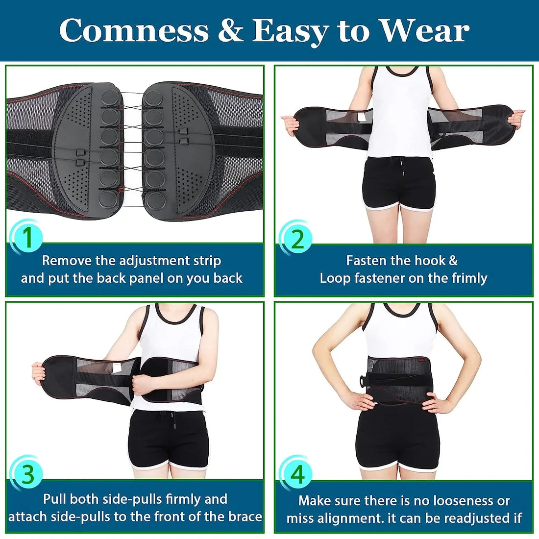 Adjustable Rope Pulley Lower-Back Support Belt