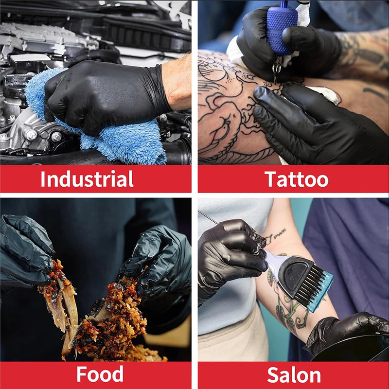 Black Nitrile Disposable Gloves, Multiple Sizes