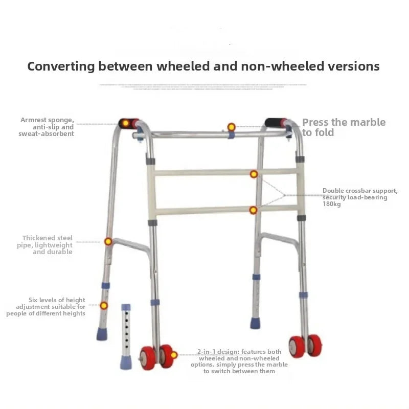 Foldable Four-Wheel Adjustable Walker