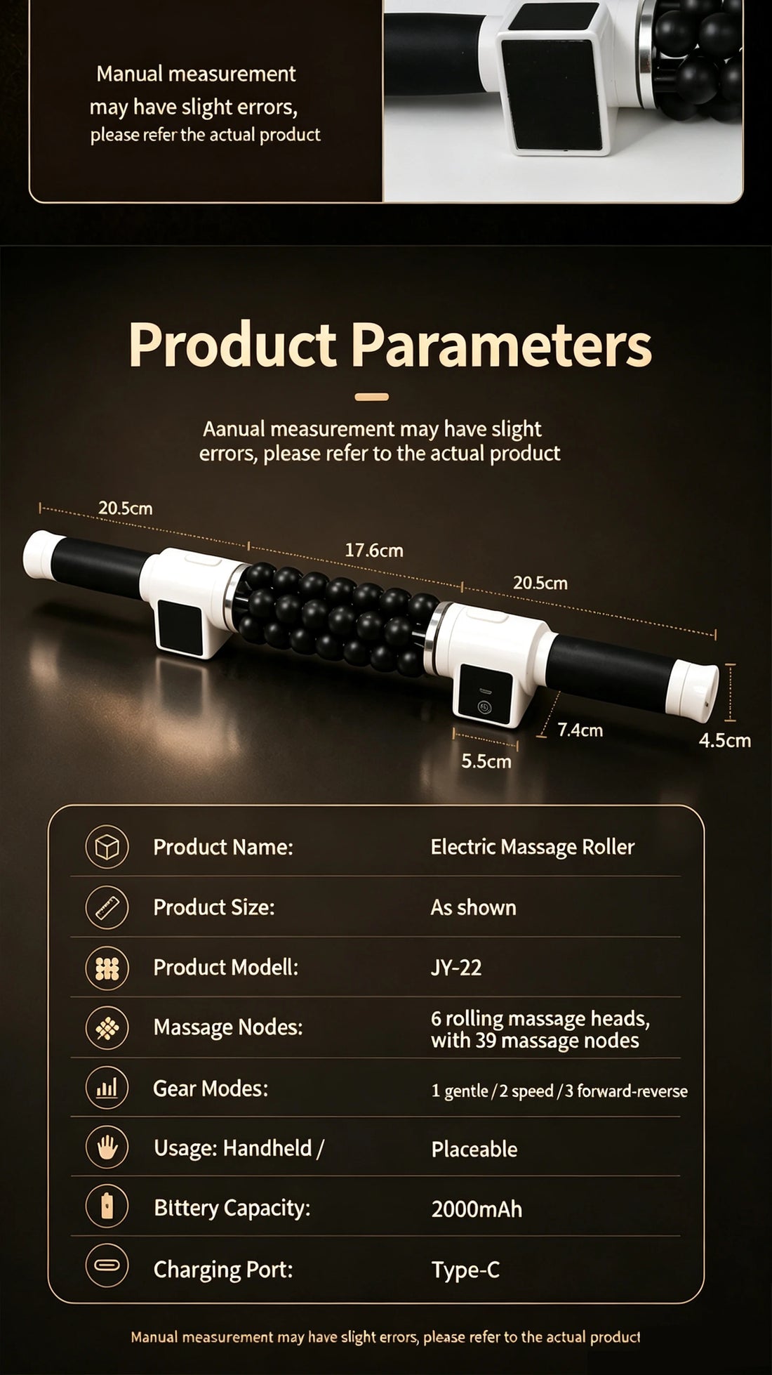 Rechargeable Electric Roller Massage Stick
