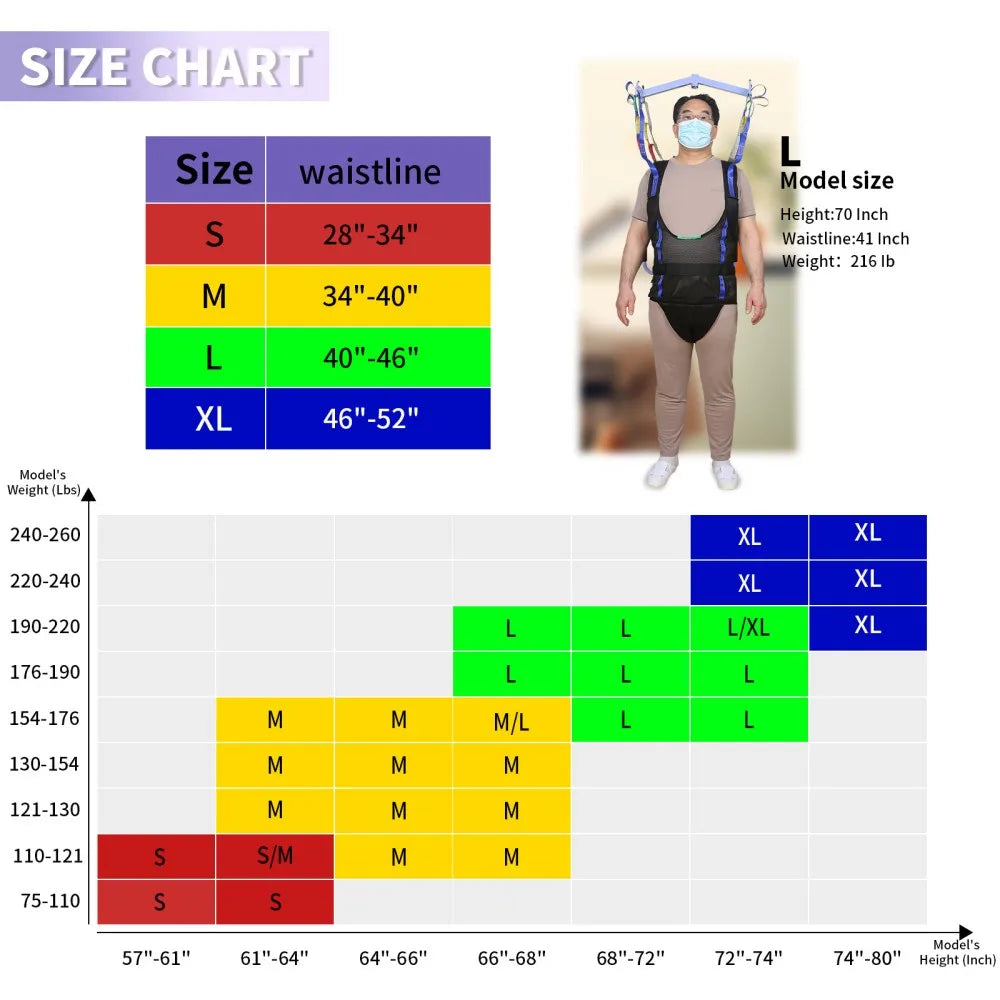 Padded Patient Lift Sling for Walking Training